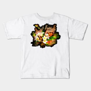 Beautiful tropical flowers on black Kids T-Shirt